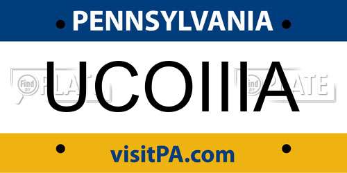 UCOIIIA Pennsylvania License Plate