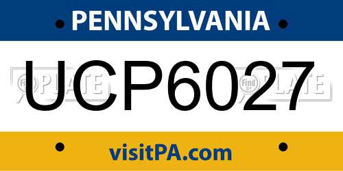 UCP6027 Pennsylvania License Plate