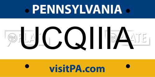 UCQIIIA Pennsylvania License Plate