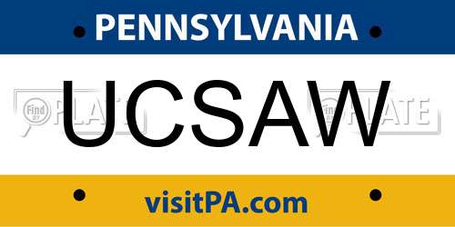 UCSAW Pennsylvania License Plate