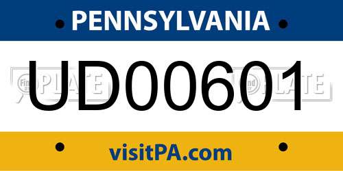 UD00601 Pennsylvania License Plate