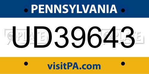 UD39643 Pennsylvania License Plate