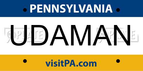 UDAMAN Pennsylvania License Plate