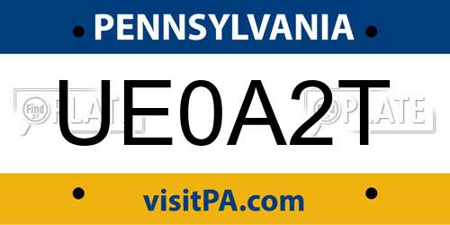 UE0A2T Pennsylvania License Plate