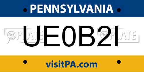 UE0B2I Pennsylvania License Plate
