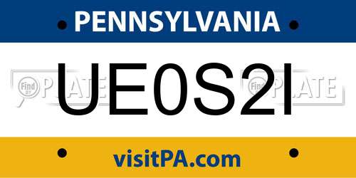 UE0S2I Pennsylvania License Plate