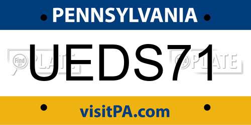 UEDS71 Pennsylvania License Plate