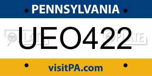 UEO422 Pennsylvania License Plate