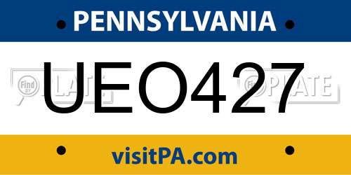 UEO427 Pennsylvania License Plate