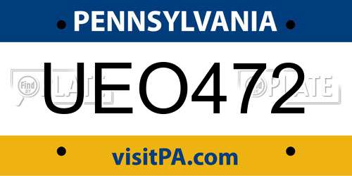 UEO472 Pennsylvania License Plate