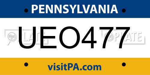UEO477 Pennsylvania License Plate