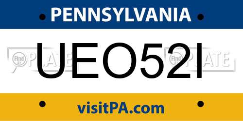 UEO52I Pennsylvania License Plate