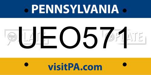 UEO571 Pennsylvania License Plate