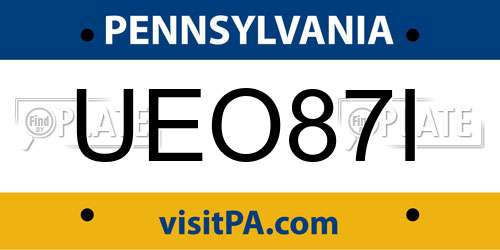 UEO87I Pennsylvania License Plate