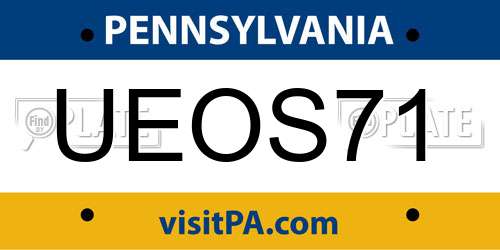UEOS71 Pennsylvania License Plate