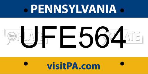 UFE564 Pennsylvania License Plate