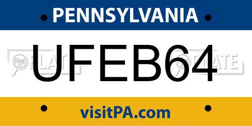 UFEB64 Pennsylvania License Plate