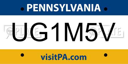 UG1M5V Pennsylvania License Plate
