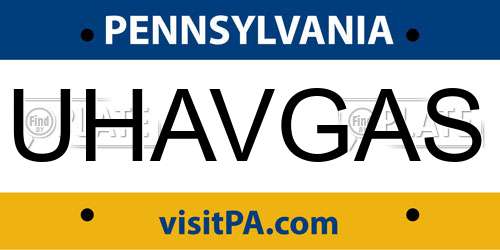 UHAVGAS Pennsylvania License Plate
