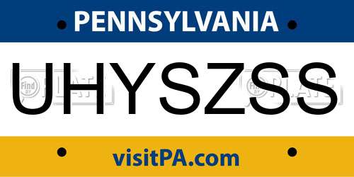 UHYSZSS Pennsylvania License Plate