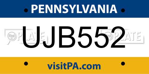 UJB552 Pennsylvania License Plate