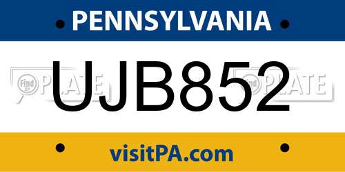 UJB852 Pennsylvania License Plate