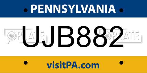 UJB882 Pennsylvania License Plate