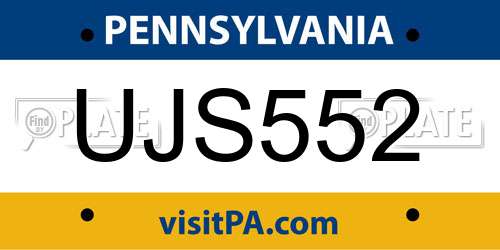 UJS552 Pennsylvania License Plate