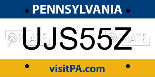 UJS55Z Pennsylvania License Plate