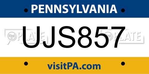 UJS857 Pennsylvania License Plate