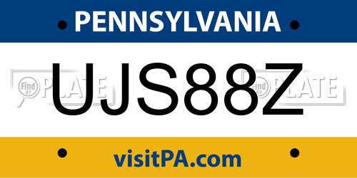 UJS88Z Pennsylvania License Plate