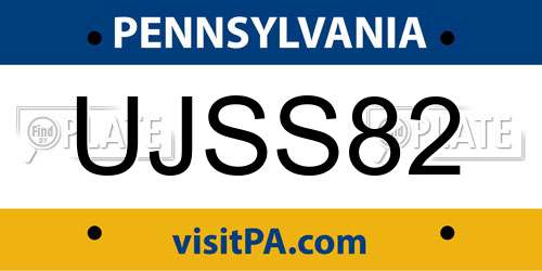 UJSS82 Pennsylvania License Plate