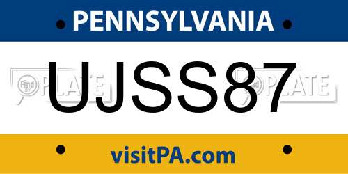 UJSS87 Pennsylvania License Plate