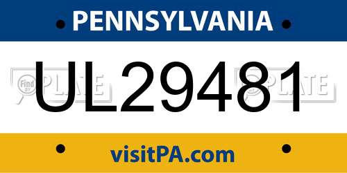 UL29481 Pennsylvania License Plate