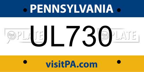 UL730 Pennsylvania License Plate