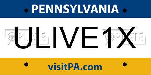 ULIVE1X Pennsylvania License Plate