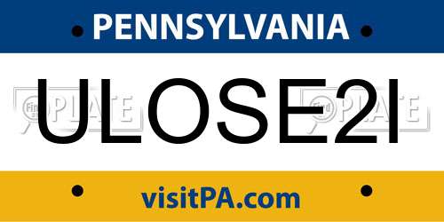 ULOSE2I Pennsylvania License Plate