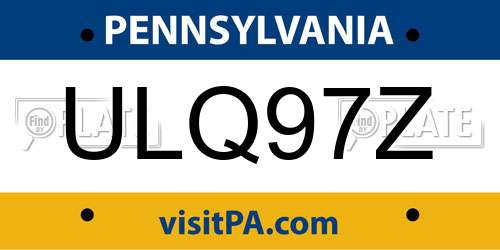 ULQ97Z Pennsylvania License Plate