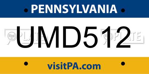 UMD512 Pennsylvania License Plate