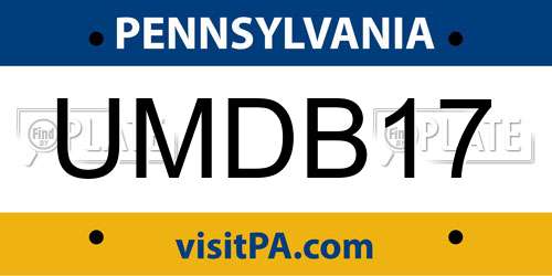 UMDB17 Pennsylvania License Plate