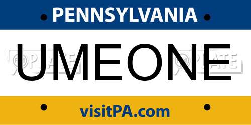 UMEONE Pennsylvania License Plate