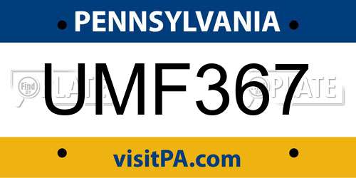 UMF367 Pennsylvania License Plate