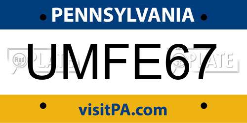 UMFE67 Pennsylvania License Plate