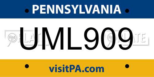 UML909 Pennsylvania License Plate