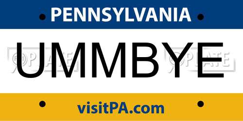 UMMBYE Pennsylvania License Plate