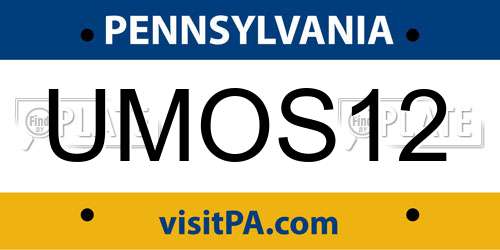UMOS12 Pennsylvania License Plate