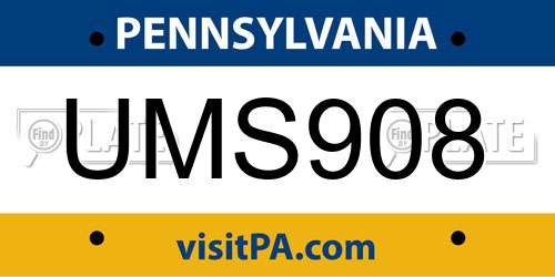 UMS908 Pennsylvania License Plate