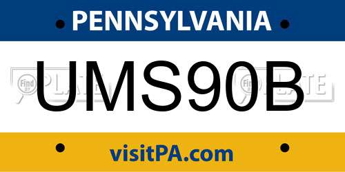 UMS90B Pennsylvania License Plate