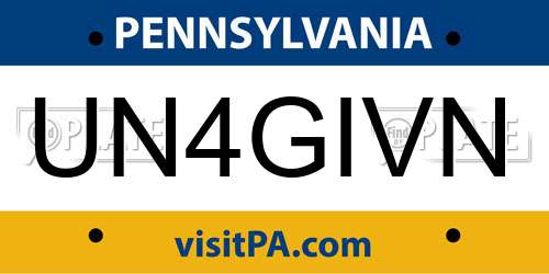 UN4GIVN Pennsylvania License Plate