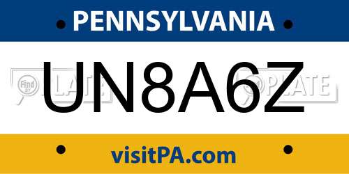 UN8A6Z Pennsylvania License Plate